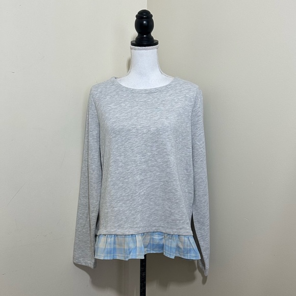 NWT Vineyard Vines || Women's Long Shore Plaid ruffles hem sweatshirt size L - Picture 2 of 7